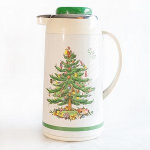 Spode Plastic Thermos/Carafe & Lid Christmas Tree (Green Trim), Good (No Box)